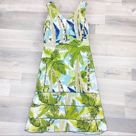 Weekend Traffic Tropical Print Tiered Hem Sleeveless Shift Dress XS - Picture 10 of 10